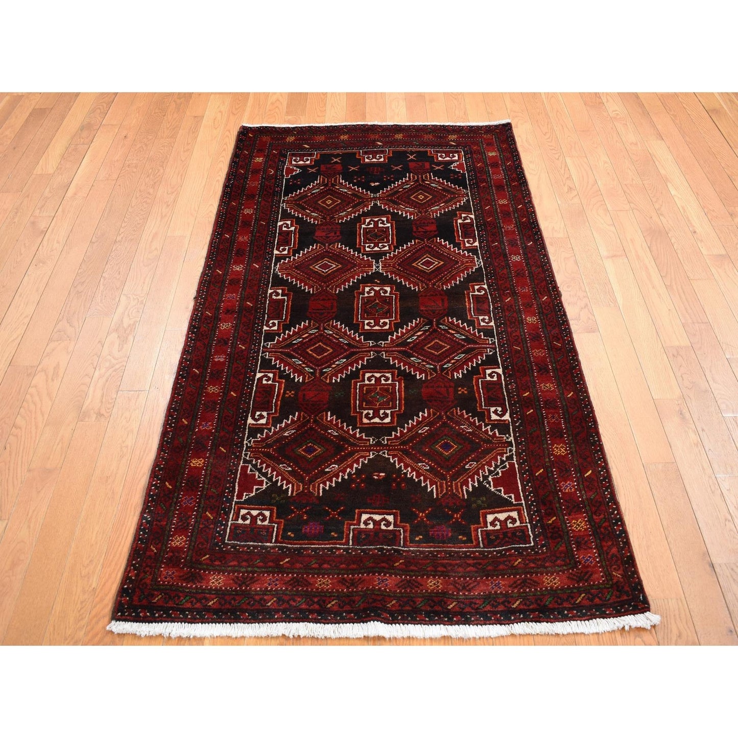 3'7"X6'5" Brown Vintage Zoroastrian Balooch Pure Wool Hand Knotted Rug