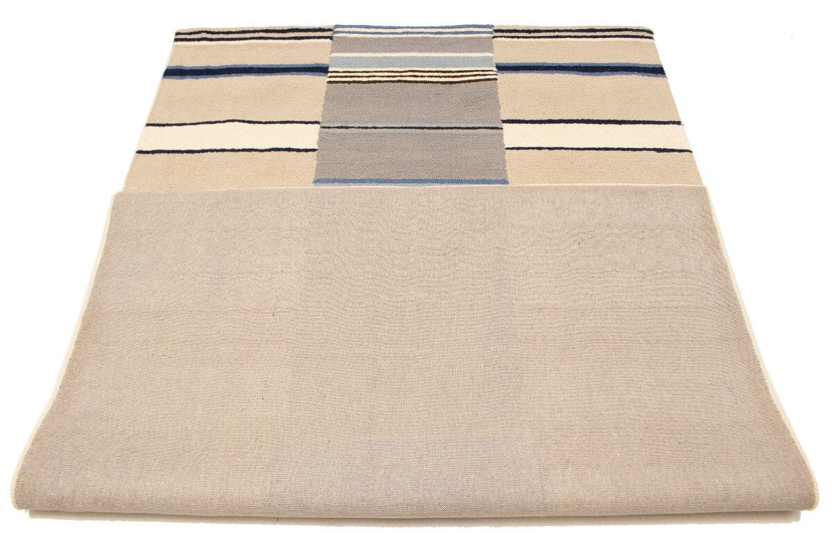 Hand-Tufted Multicolored Stripes Design Plush Rug