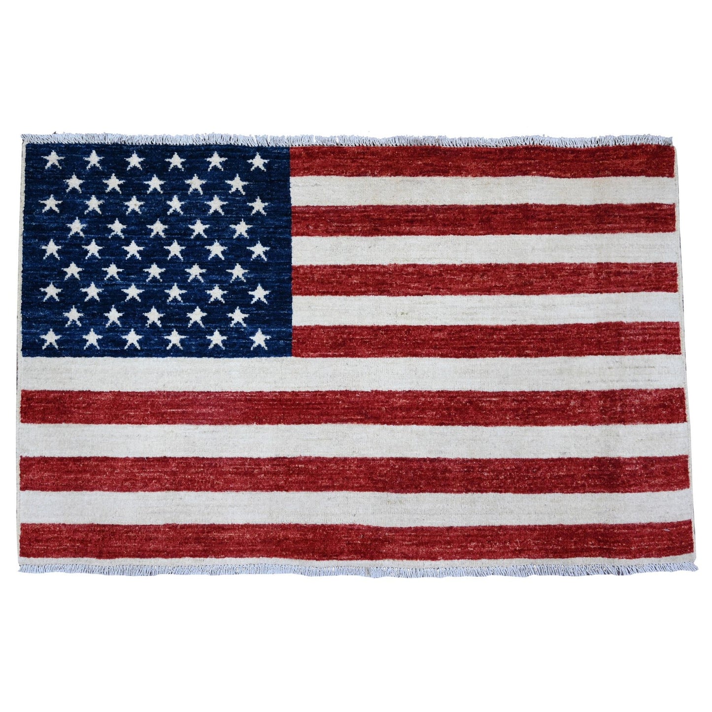 2'5"X4' Red Wall Hanging American Flag Hand Knotted All Wool Peshawar Rug