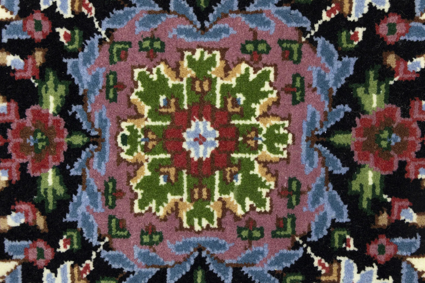 Handmade Kirman Oriental Rug Cream & Blue Floral