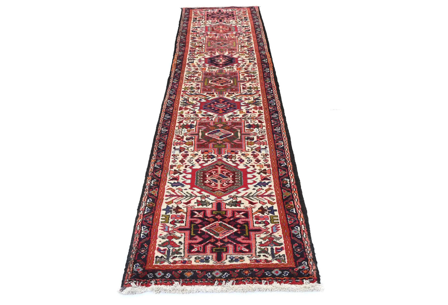 Vintage Red Tribal Design Oriental Runner Wool