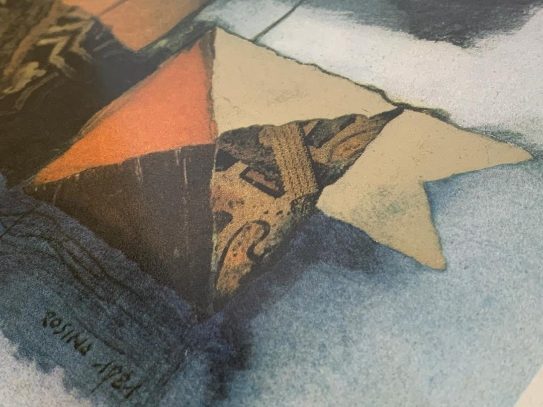 Rosina Wachtmeister Signed Sunflower Print 1981 Gold Leaf Details Rare Abstract