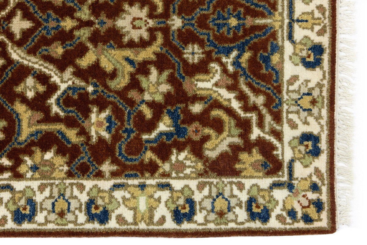 Handmade Rust Floral Chobi Rug Small Entryway