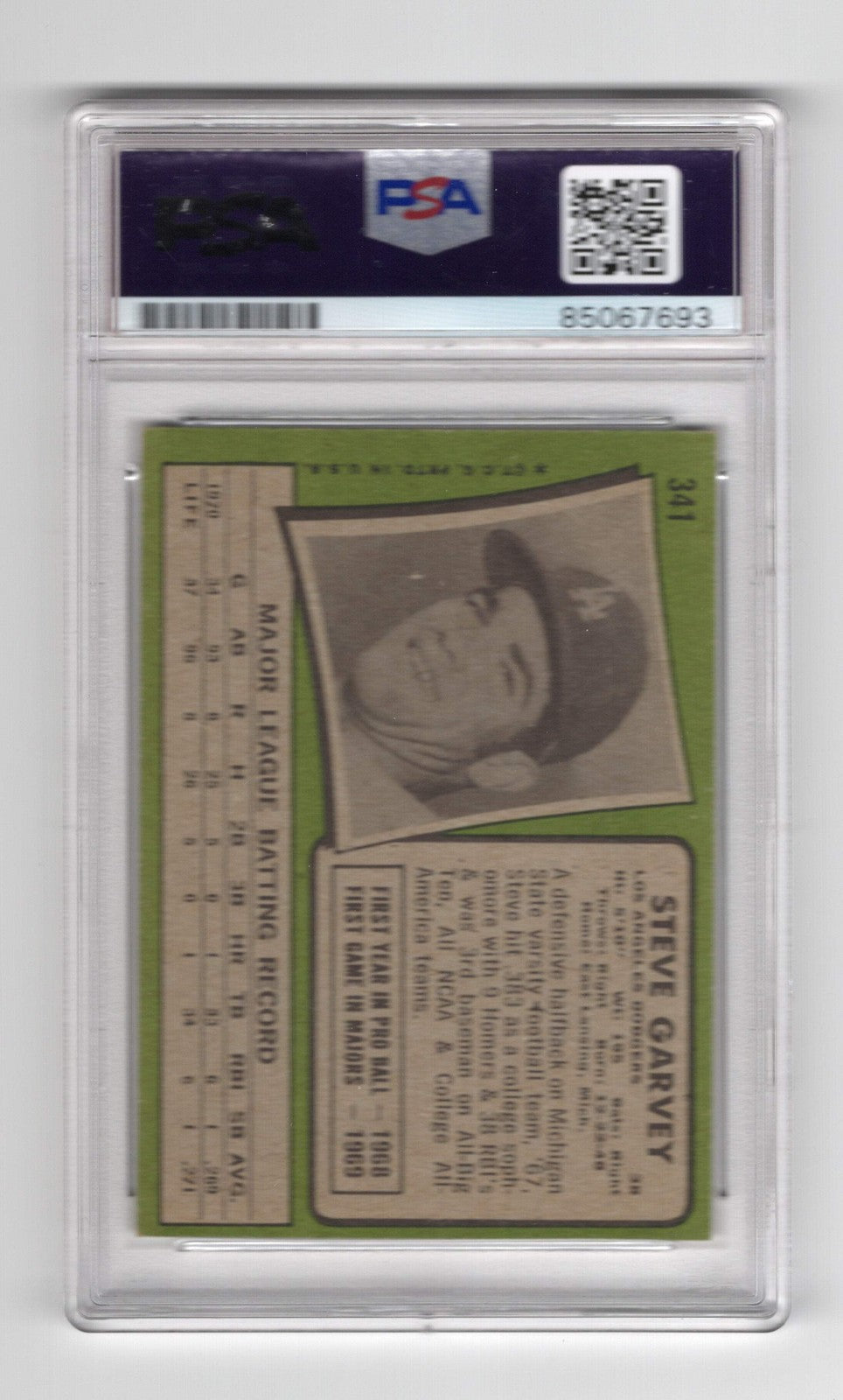 Steve Garvey 1971 Topps #341 Psa Auto Grade Gem Mt 10 Card