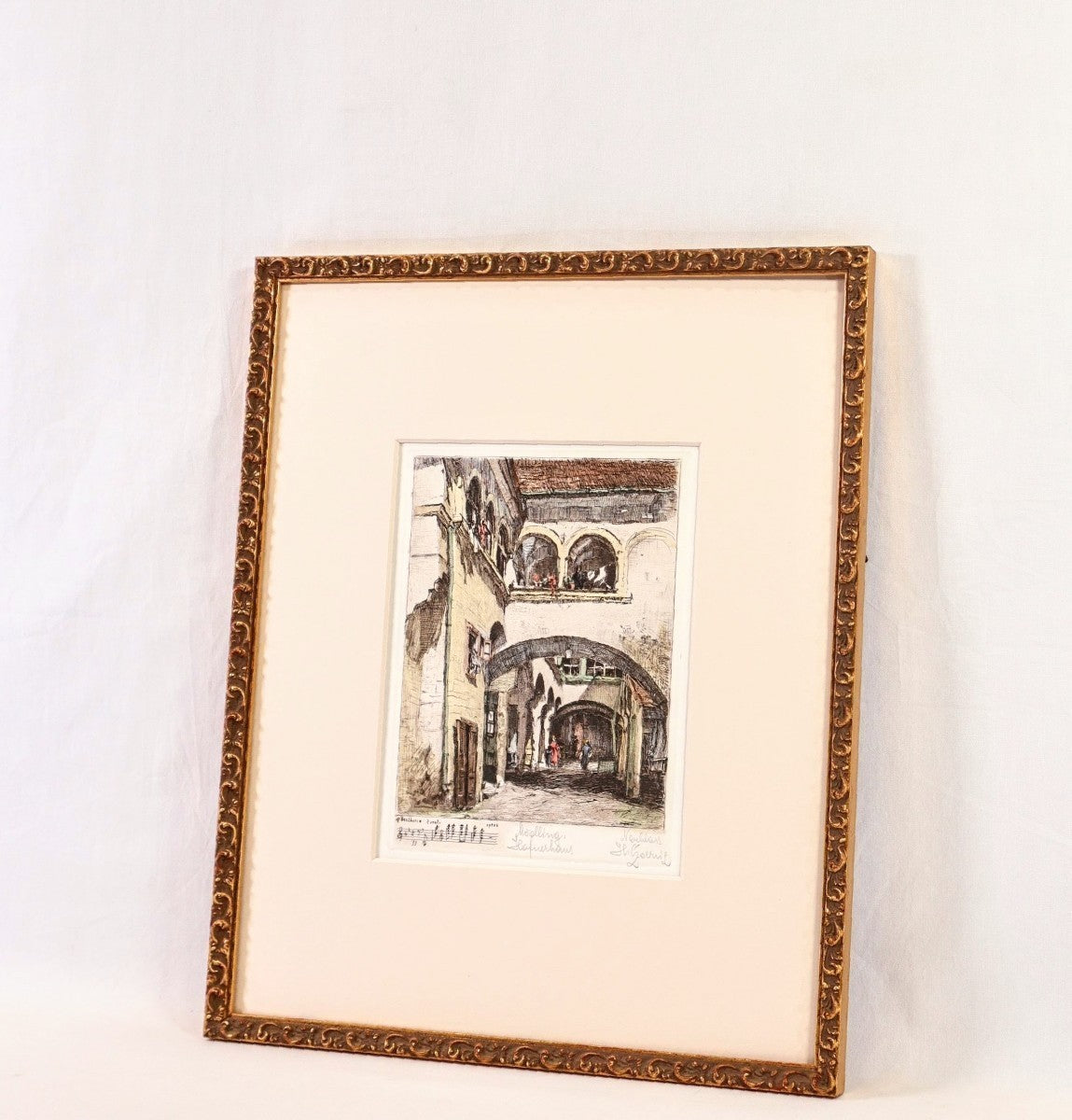 Herta Czernik-Kobanz Gzonning Etching Coloring "Mdling, Hafnerhaus" Beethoven