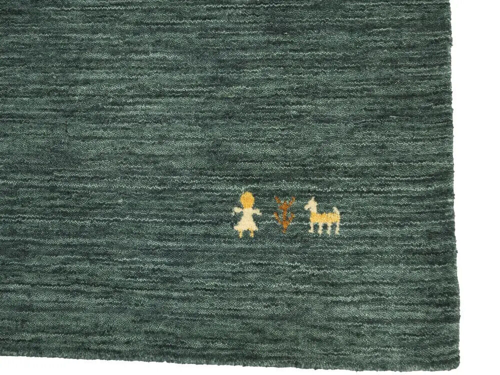 Handmade Dark Green Gabbeh Modern Rug Tribal