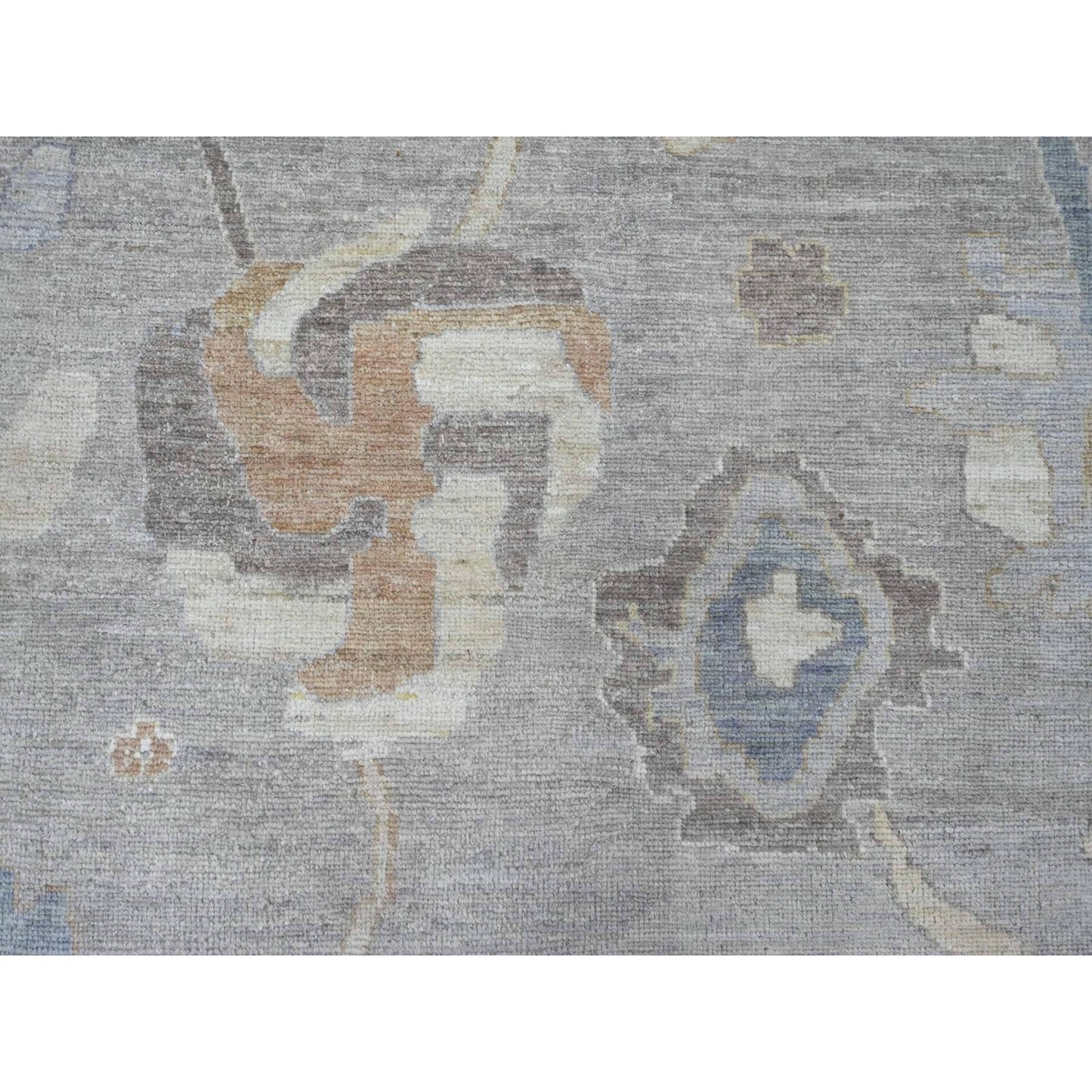 10'X13'8" Medium Gray Hand Knotted Angora Oushak Pure Wool Oriental Rug