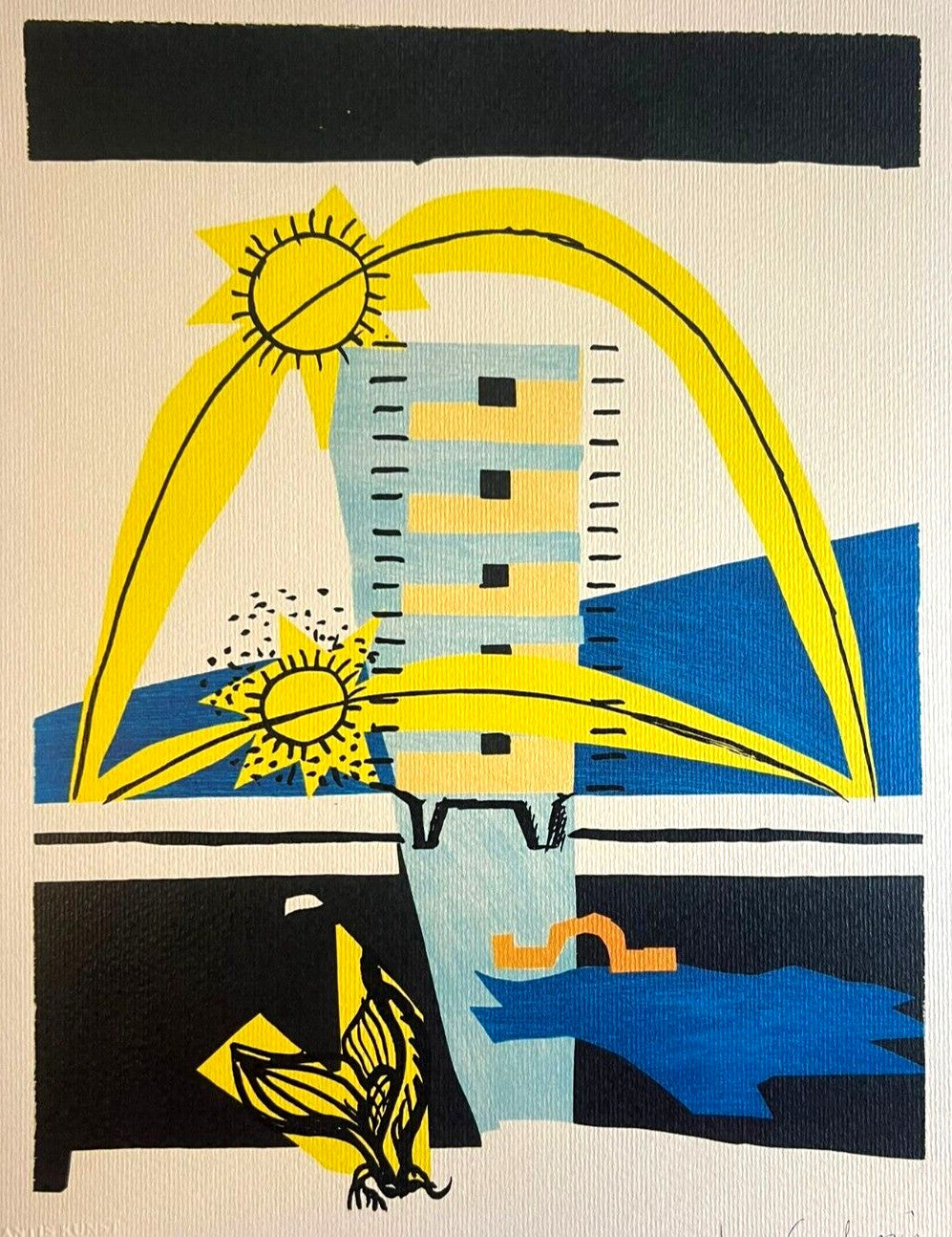 Le Corbusier Coa Lithograph Stamped Approved /