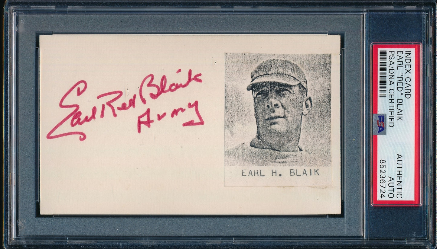Earl "Red" Blaik Cfb Hof Signed/Auto Cut On 3X5 Index Card Army Psa/Dna 188295