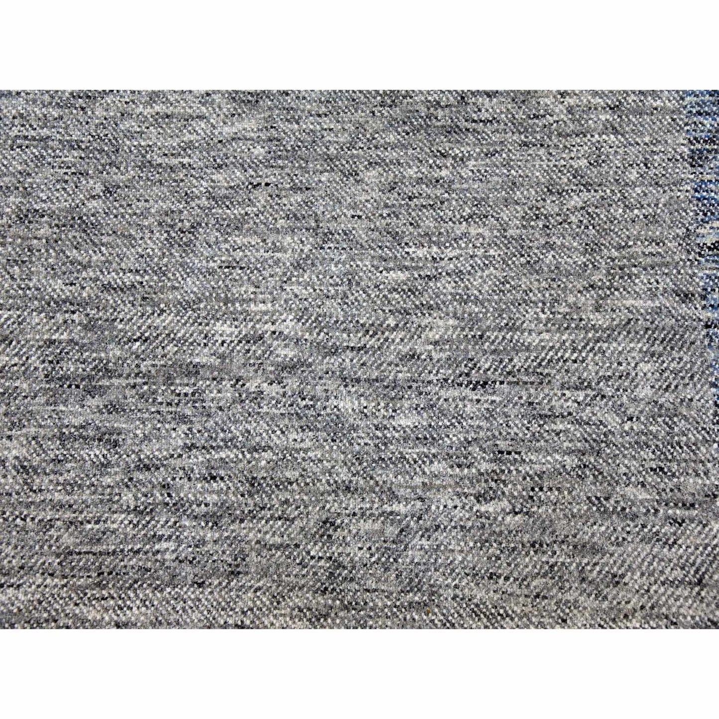 9'X12'1" Gray Geometric Opened Up Plaid Design Wool Hand Knotted Rug