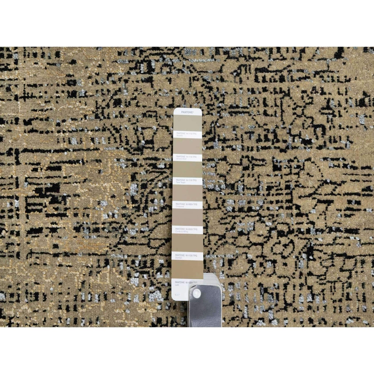10'X14' Brown Broken And Erased Hand Knotted Silk And Wool Oriental Rug