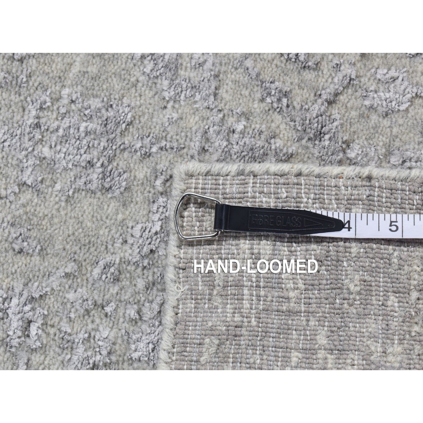 2'5"X6' Gray Broken Cypress Tree Silken Jacquard Hand Loomed Runner Rug
