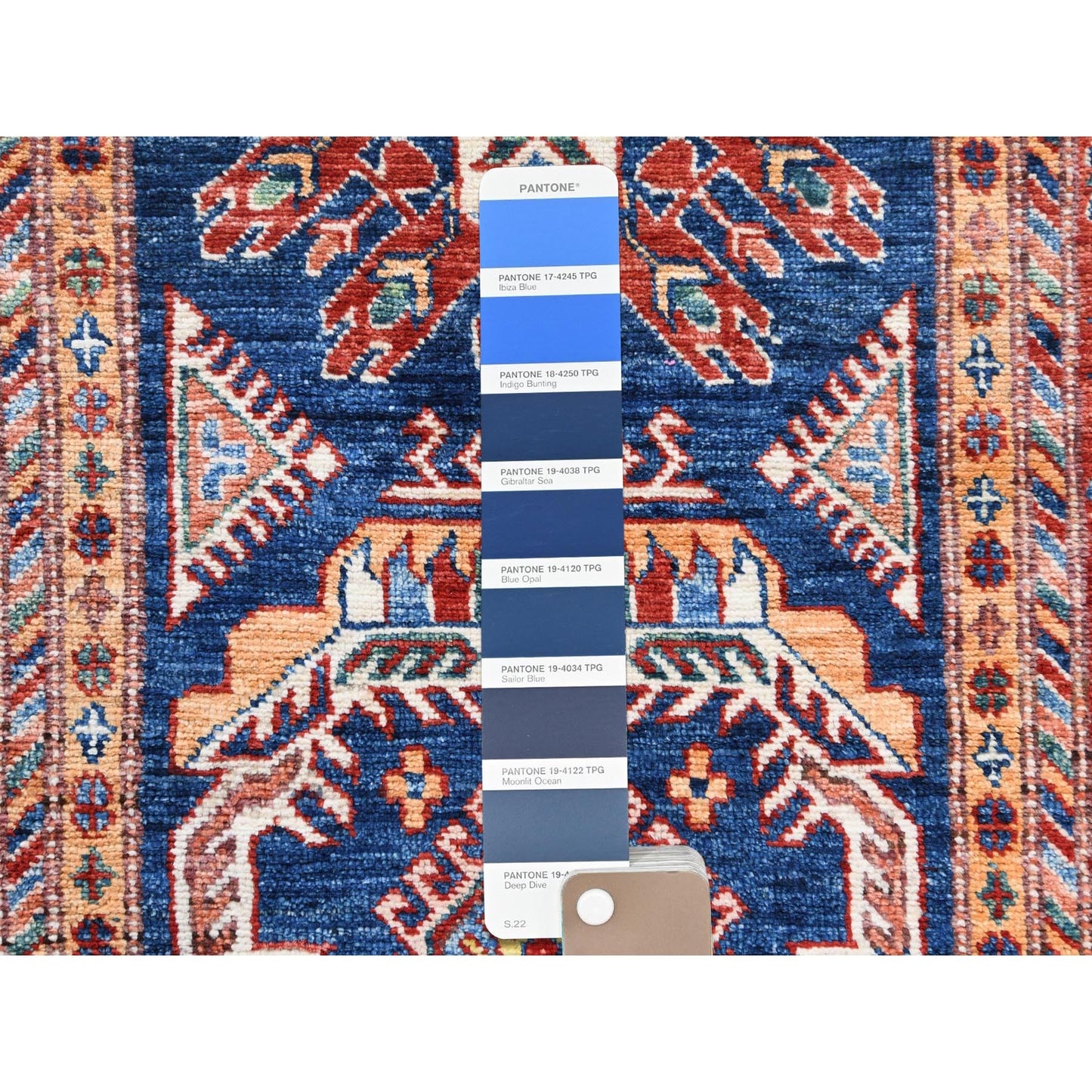 2'6"X11' Hand Knotted Navy Blue Afghan Super Kazak Soft Wool Runner Rug