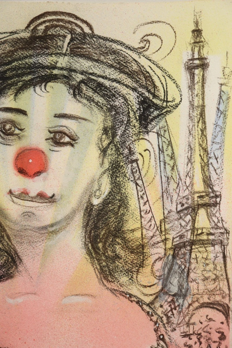 Polimeno 2004 Original Pastel Drawing "Jeune Femme La Tour Eiffel" Signed