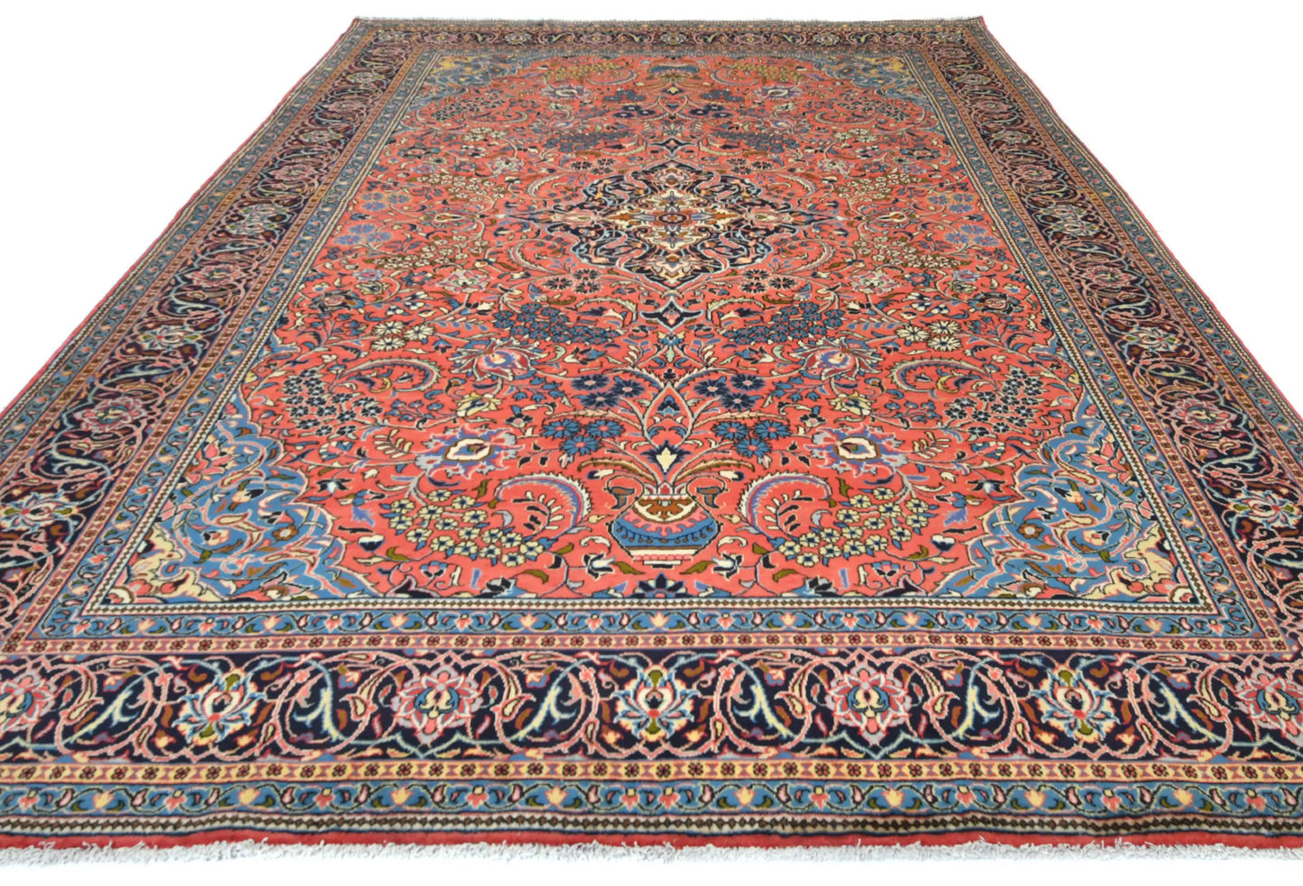 Hand-Knotted Vintage Oriental Rug Floral Classic