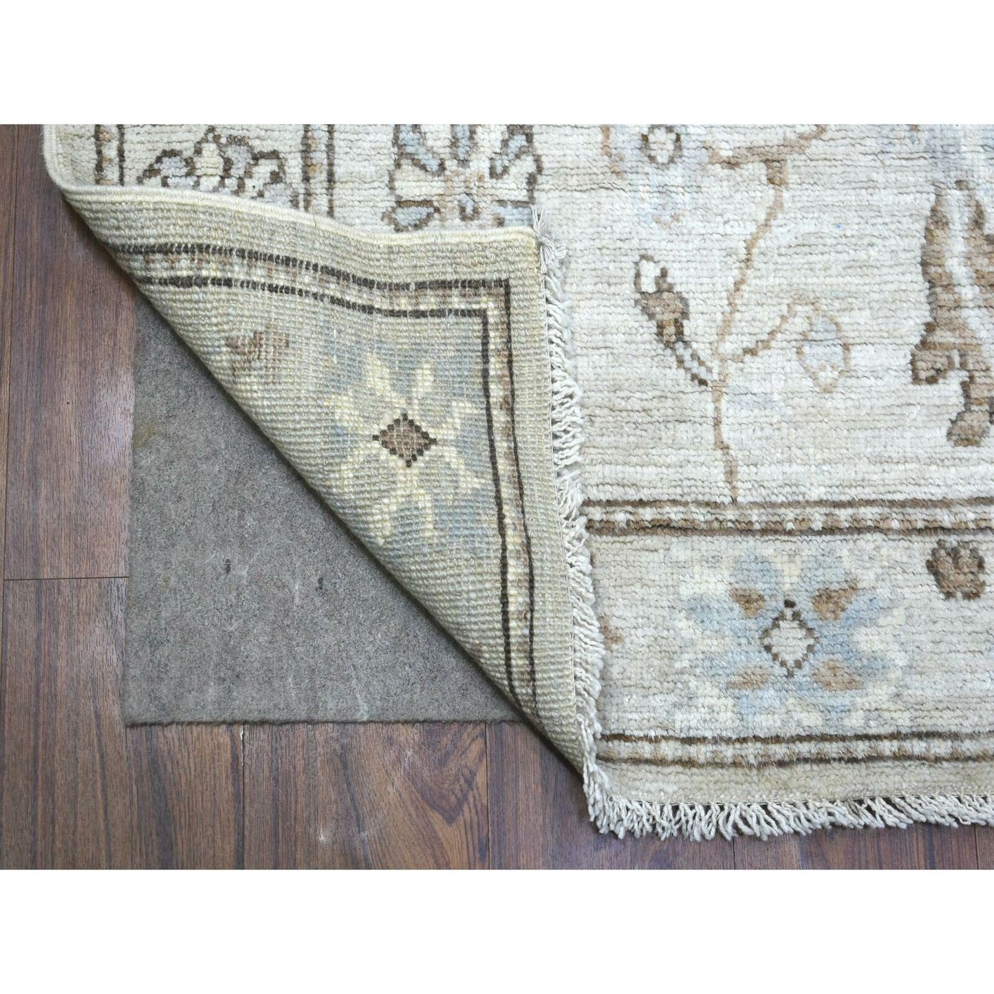 2'10"X13'9" Light Gray Angora Ushak Afghan Wool Hand Knotted Runner Rug