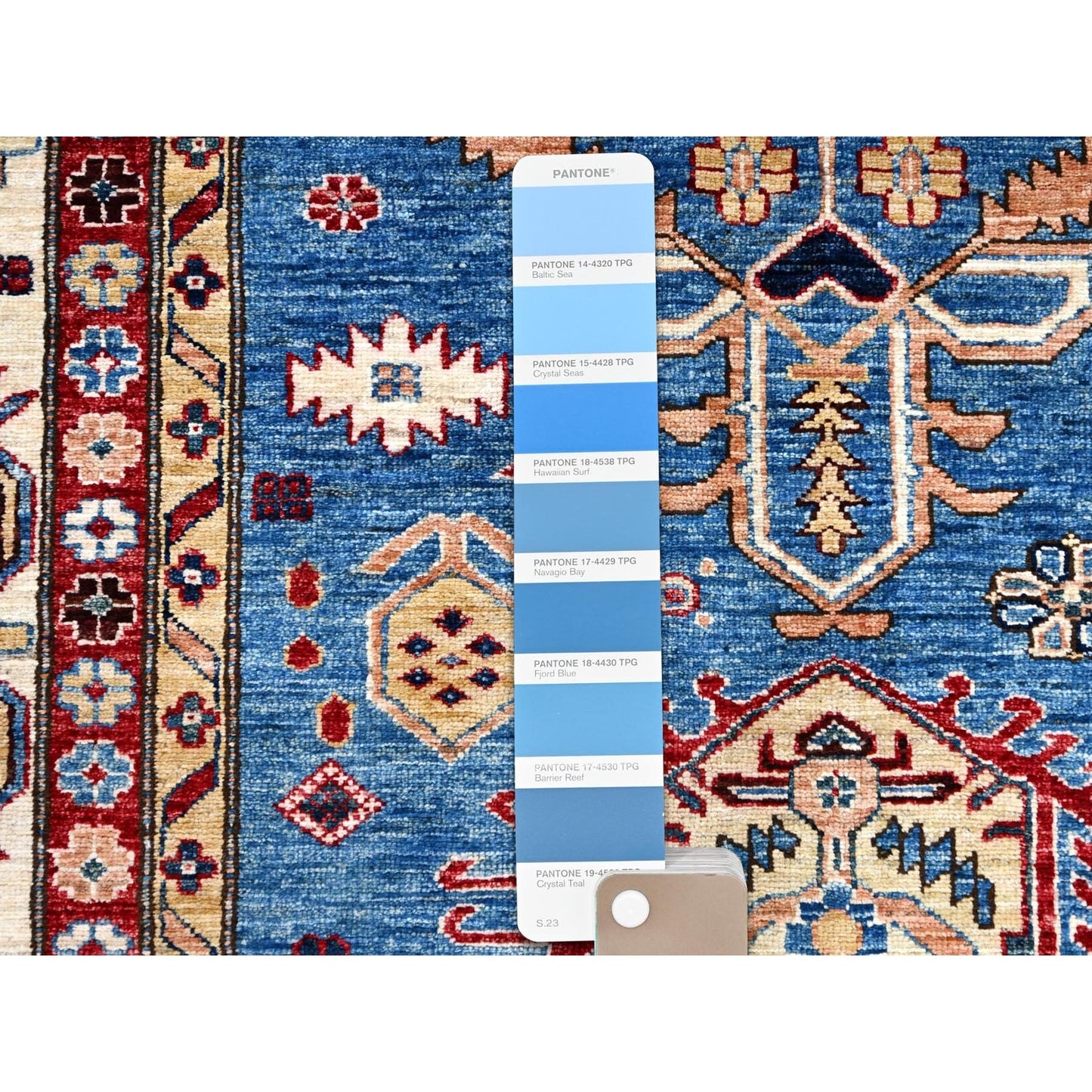 10'X13'5" Crystal Teal Blue Super Kazak Tribal Medallion Oriental Rug