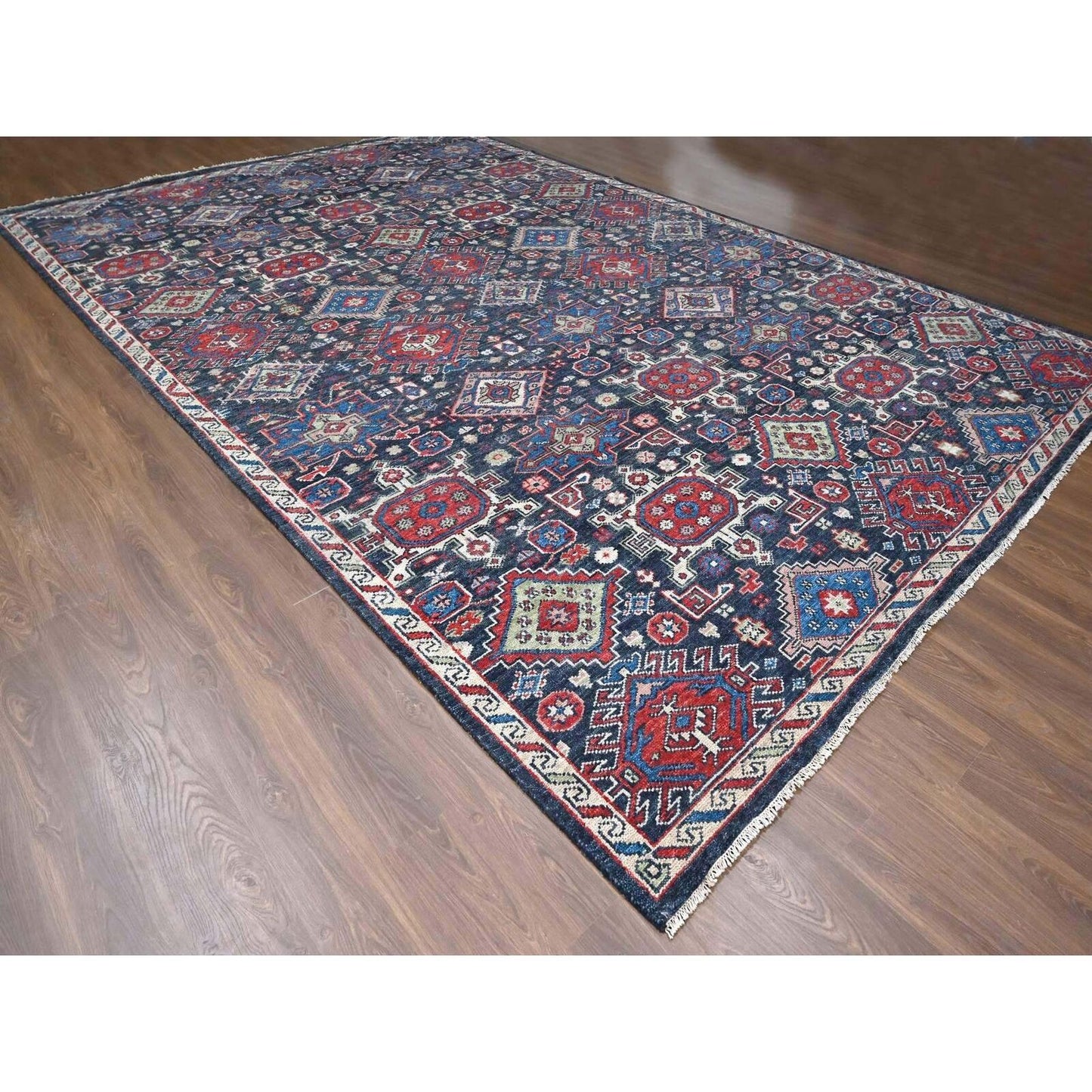 12'X18' Black Supple Organic Wool Hand Knotted Oversize Oriental Rug