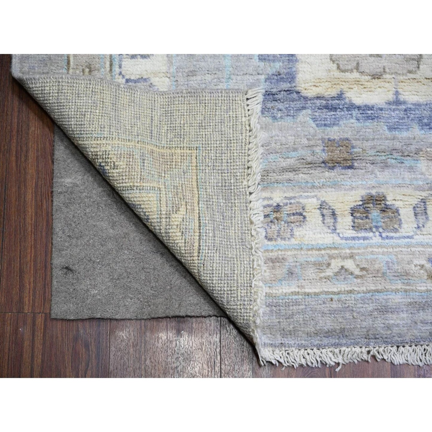 12'X15'6" Gray Hand Knotted Afghan Angora Oushak Pure Wool Oversized Rug