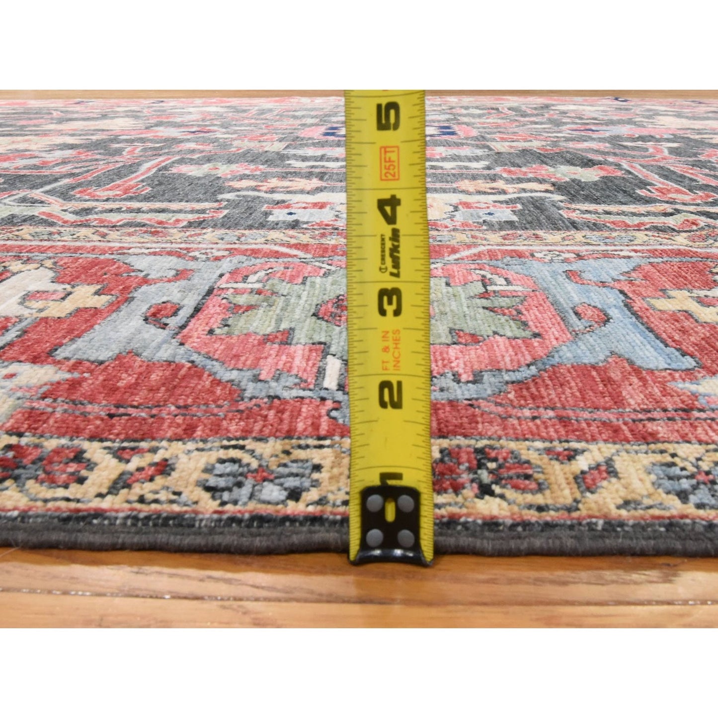 8'10"X11'10" Gray Afghan With Heris Rug All Over Design Hand Knotted Wool