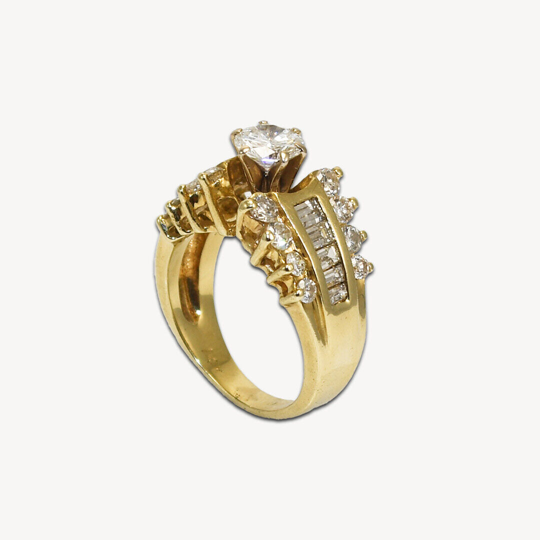 14K Yellow Gold Diamond Ring 1.60 Ct Tdw G-H