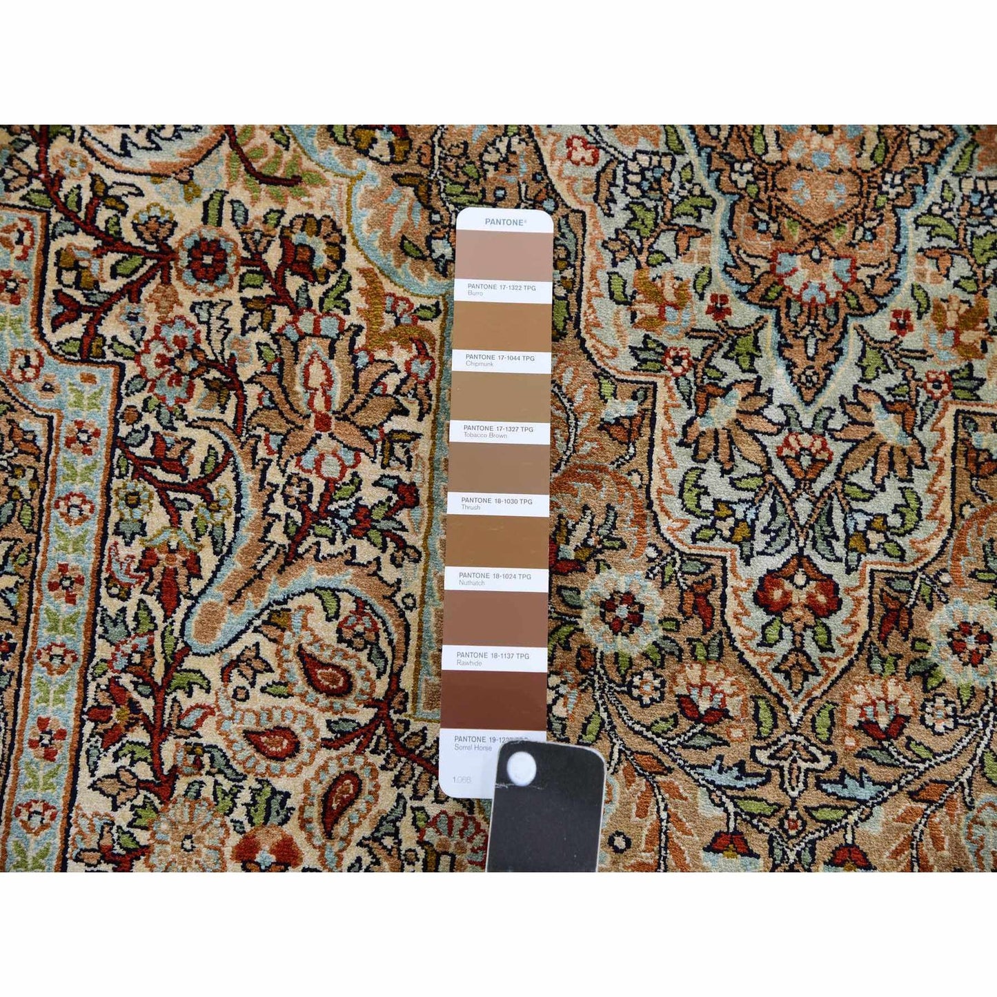 4'1"X6'1" Tobacco Brown Hand Knotted 100% Silk 400 Kpsi Oriental Rug