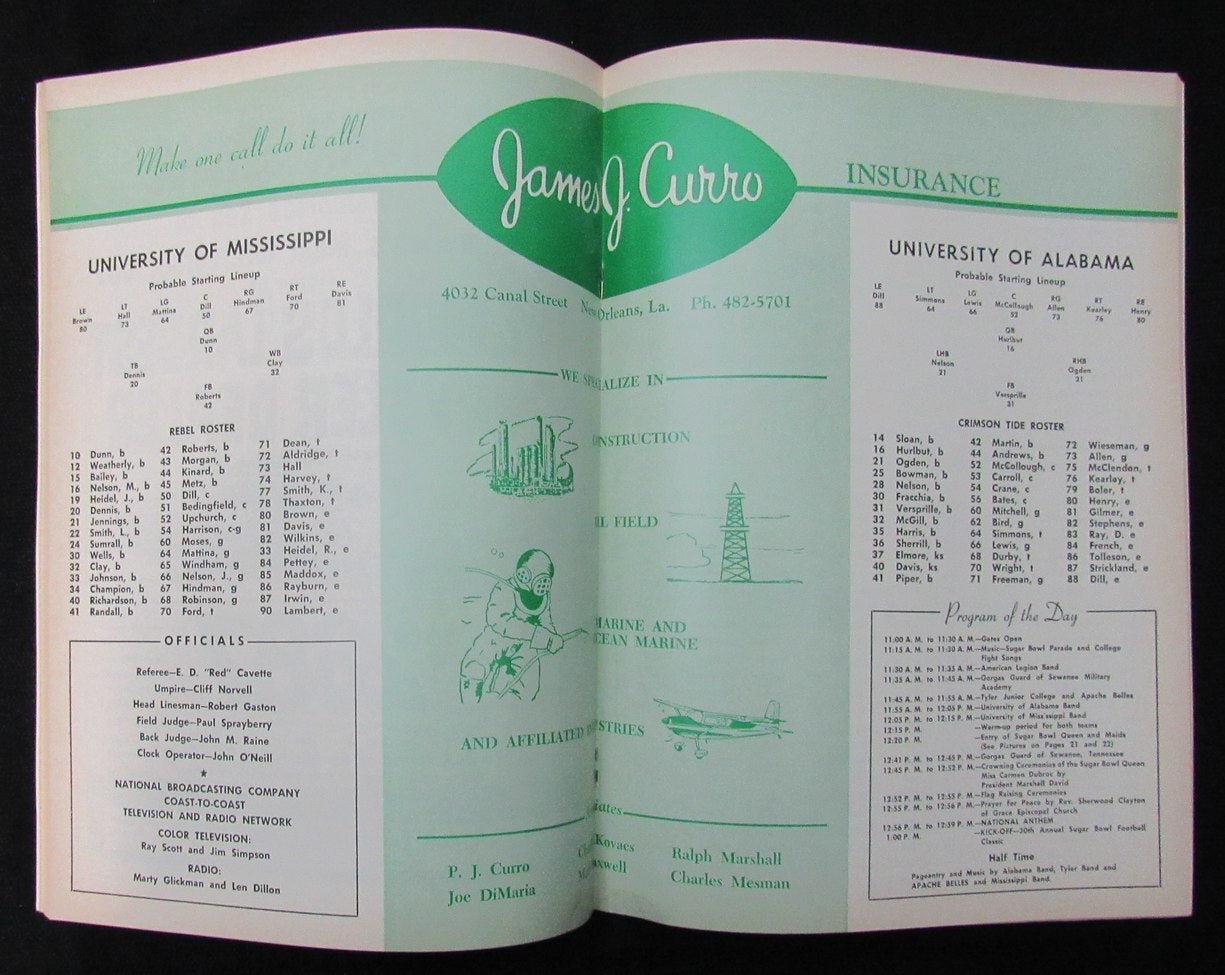 Jan. 1, 1964 Sugar Bowl Ole Miss Vs. Alabama Ncaa