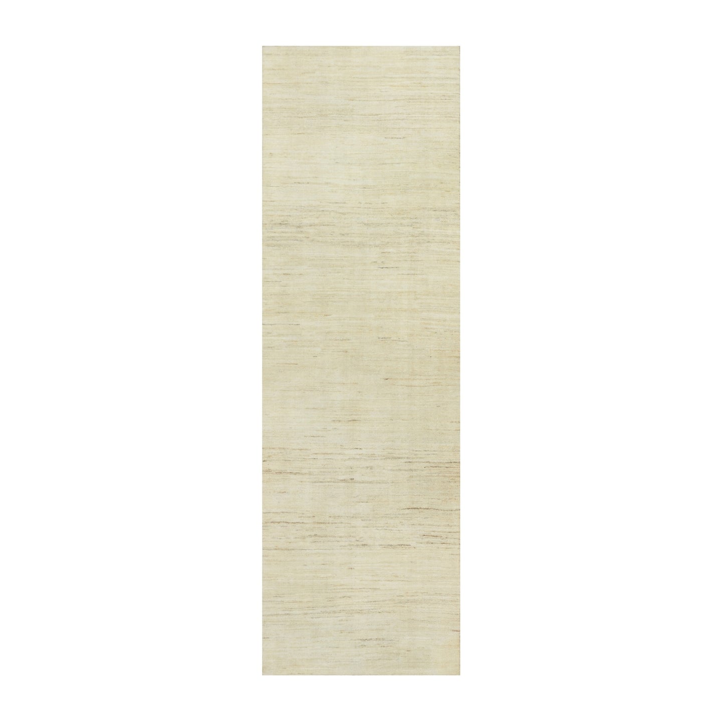 2'5"X8'2" White Plain Luxurious Pure Wool Hand Knotted Runner Rug