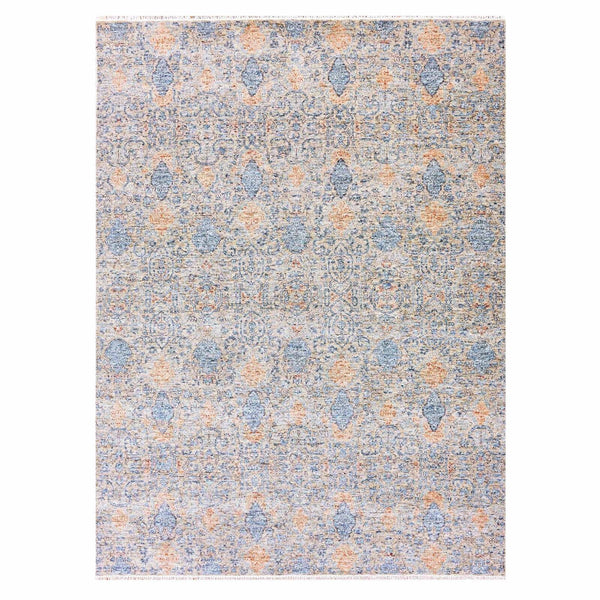 9'X12'4" Storm Gray Organic Wool Hand Knotted Subtle Oriental Rug
