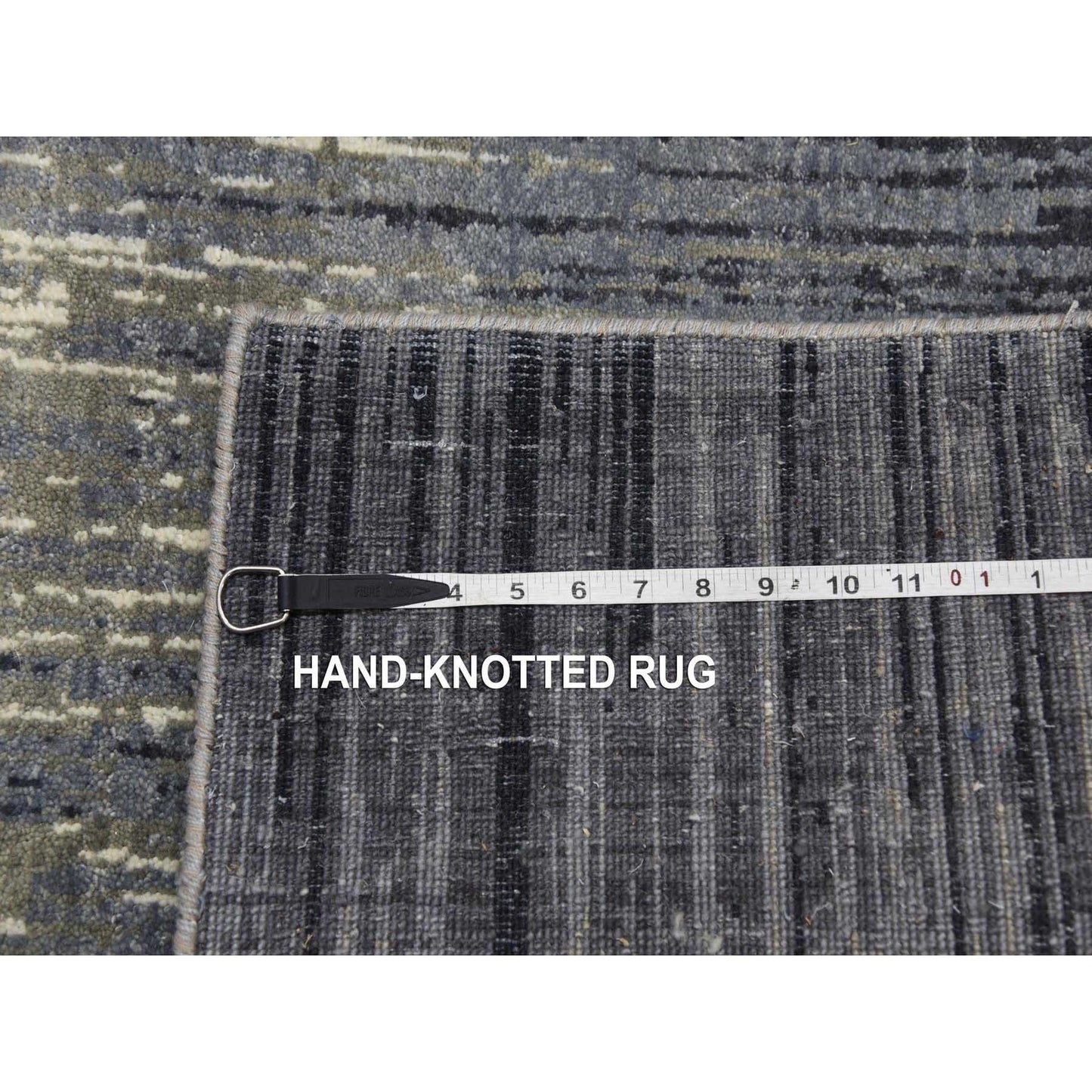 2'6"X8' Gray And Black Wool Hand Knotted Modern Ombre Design Runner Rug