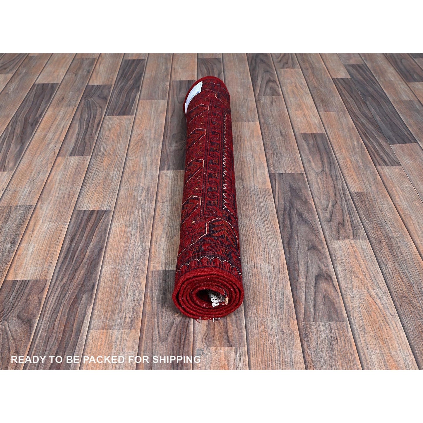 2'9"X5' Red Afghan Khamyab Geometric Pattern Hand Knotted Soft Wool Rug