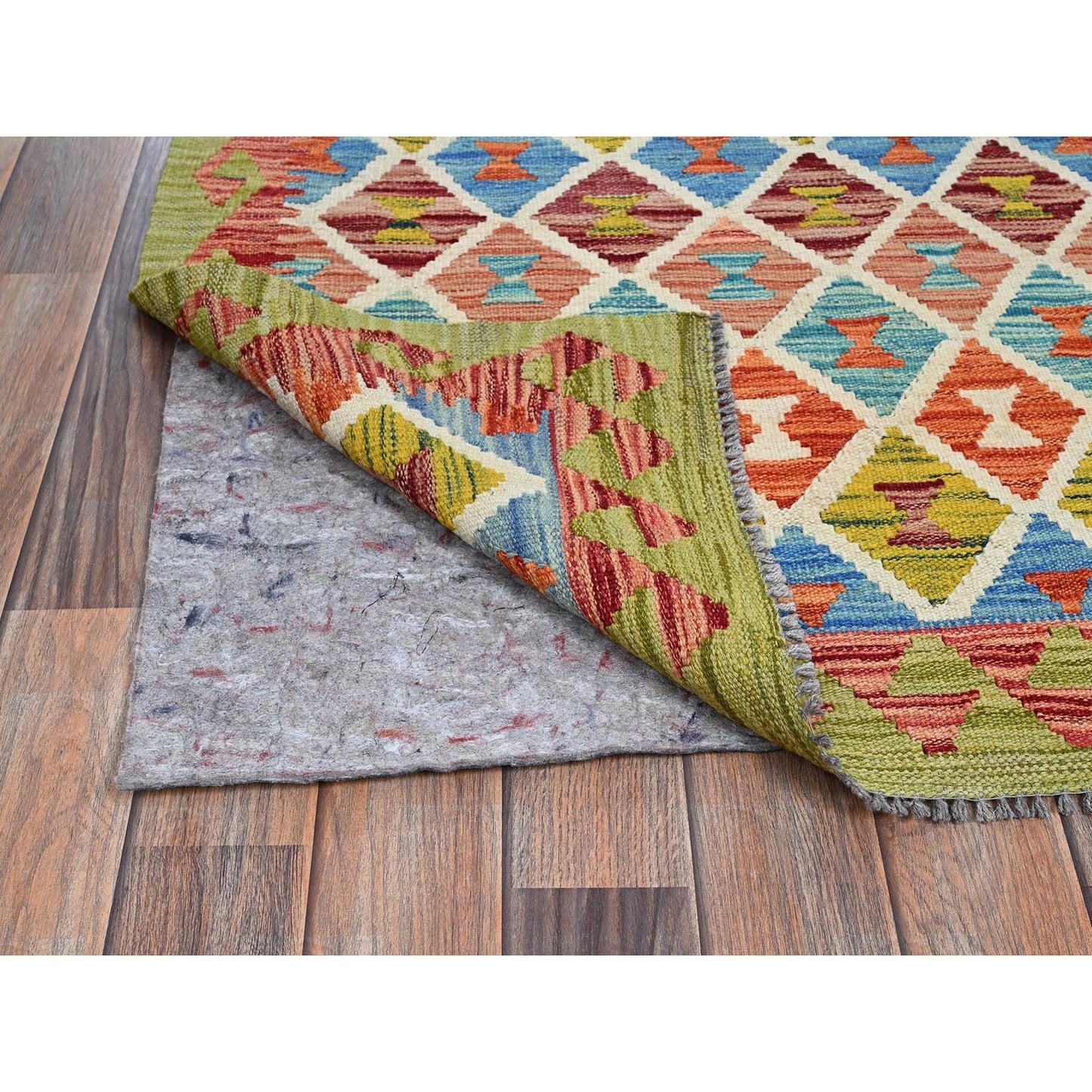 2'9"X12'9" Colorful Afghan Kilim Hand Woven Flat Weave Wool Runner Rug