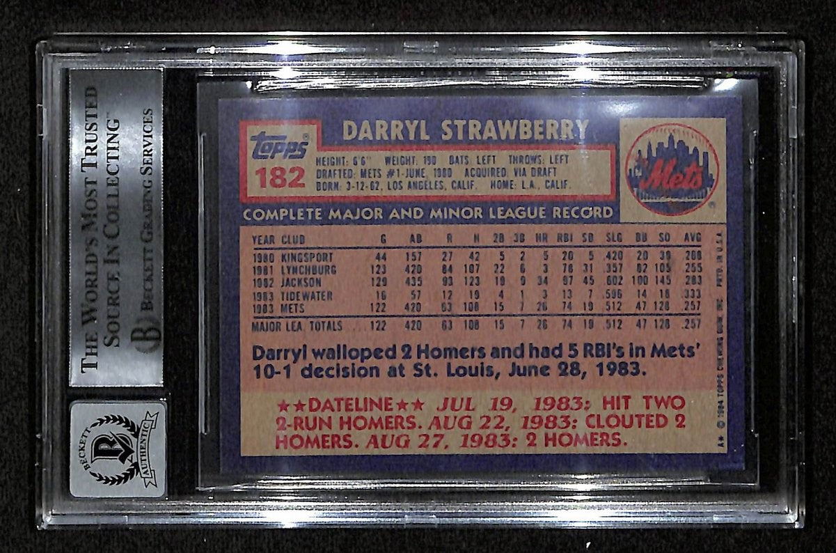Darryl Strawberry Signed 1984 Topps Card Rc #182 Mets Beckett Gem Mint 10 201049