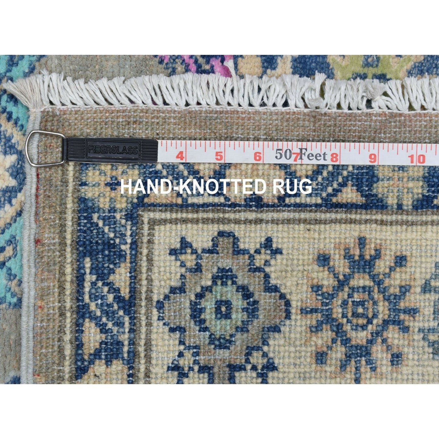 3'10"X5'9" Colorful Gray Fusion Kazak Pure Wool Hand Knotted Oriental Rug