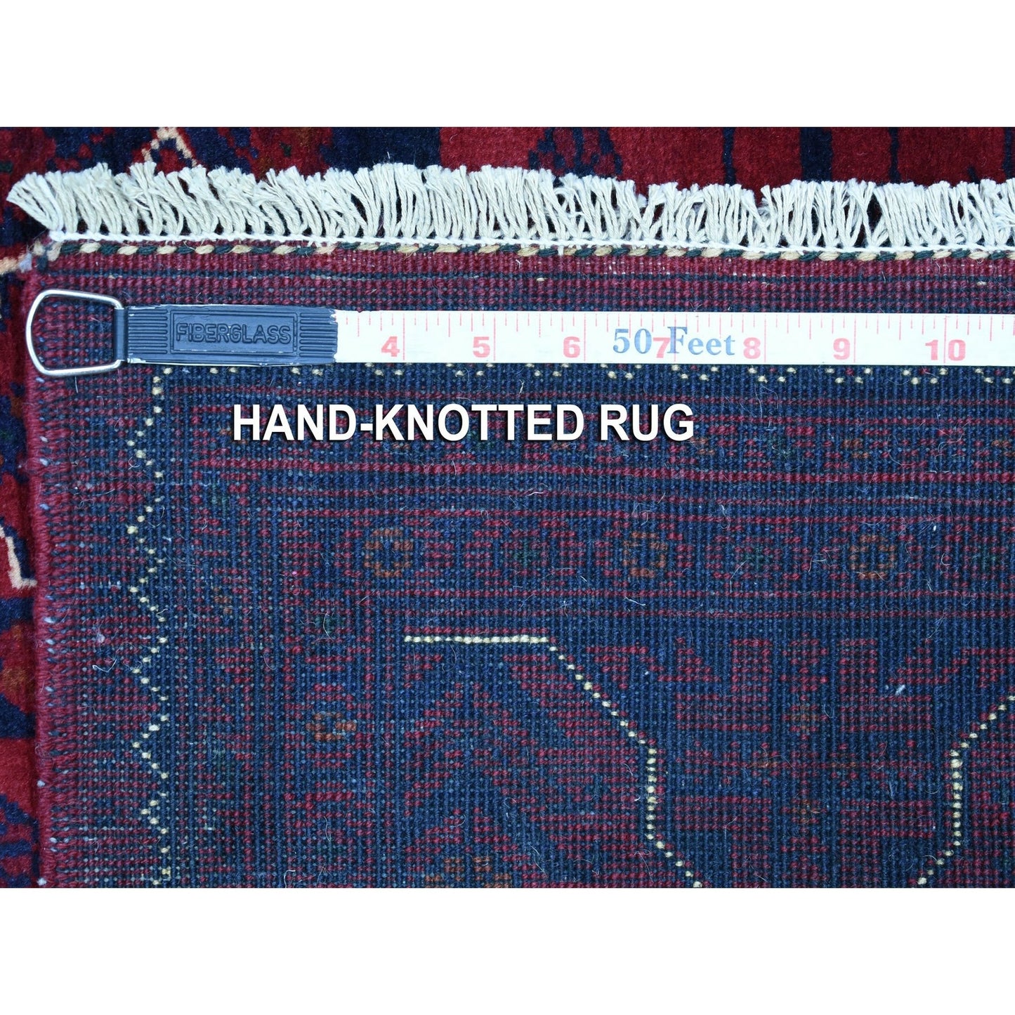 3'3"X4'10" Afghan Khamyab Pure Wool Hand Knotted Deep Red Rug