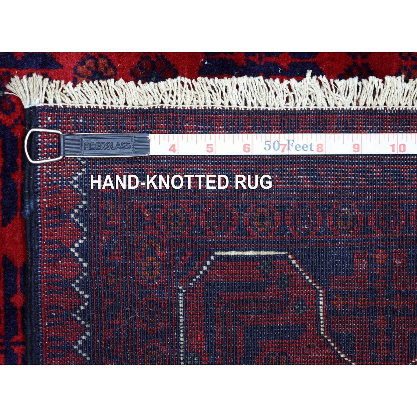 5'5"X7'8" Deep Red Afghan Khamyab Soft And Shiny Wool Hand Knotted Rug