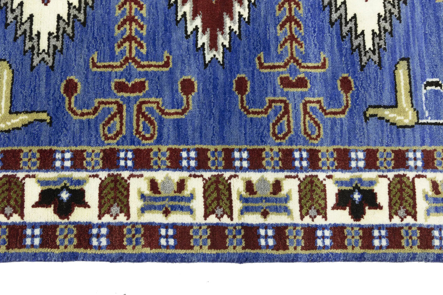 Hand-Knotted Kazak Oriental Rug 4X6 Ft Blue