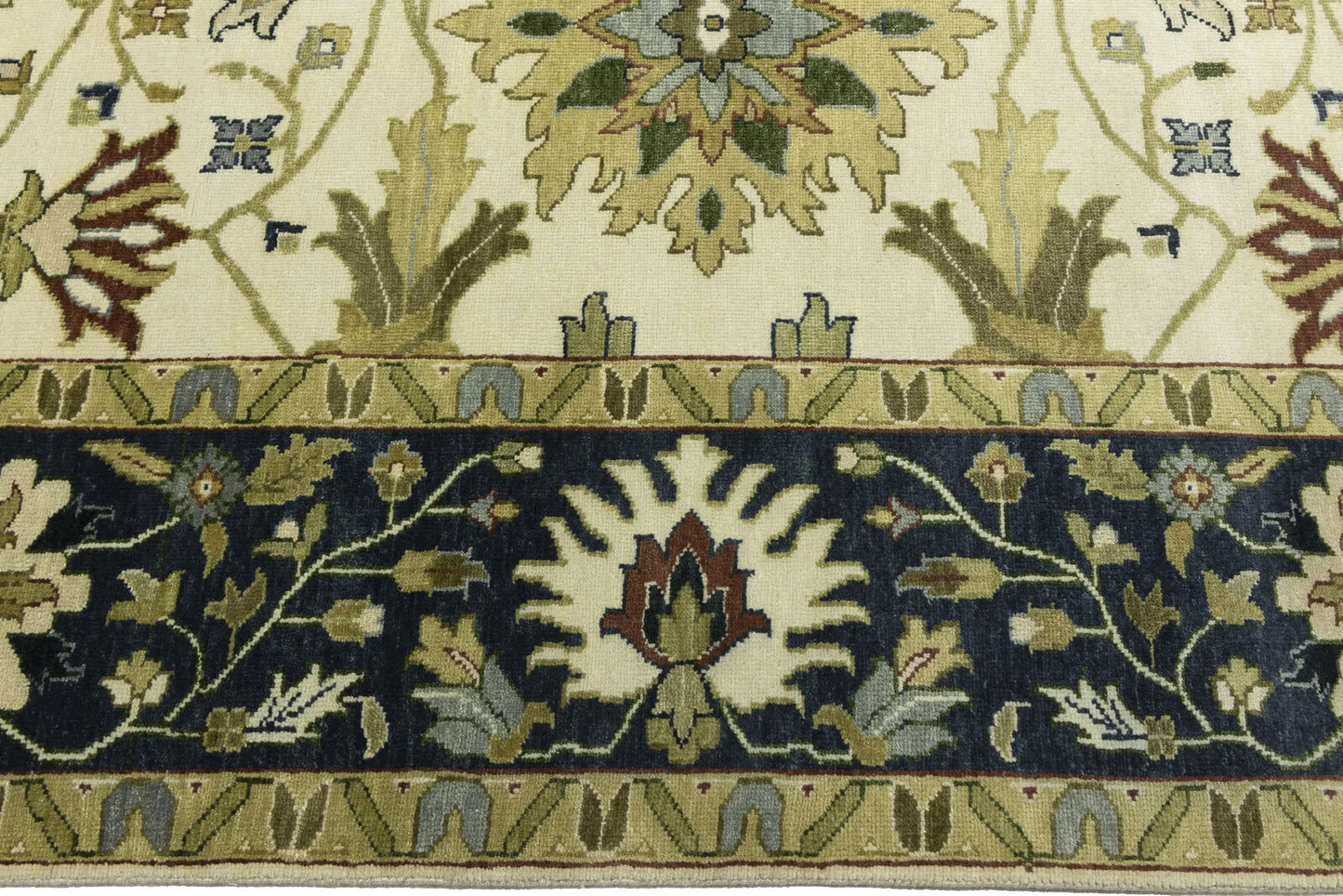10X10 Ft Square Handmade Cream Floral Chobi