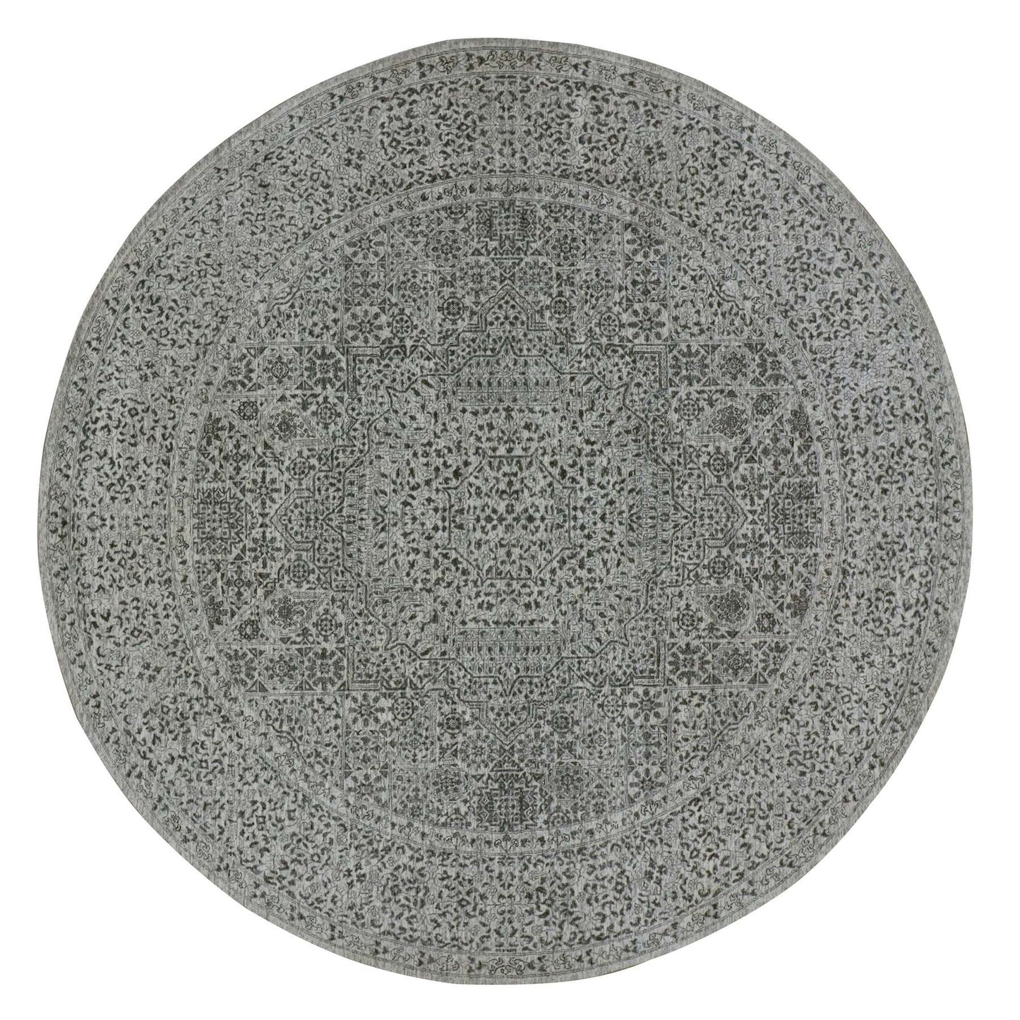 10'X10' Oxford White Hand Knotted Organic Wool Mamluk Dynasty Round Rug