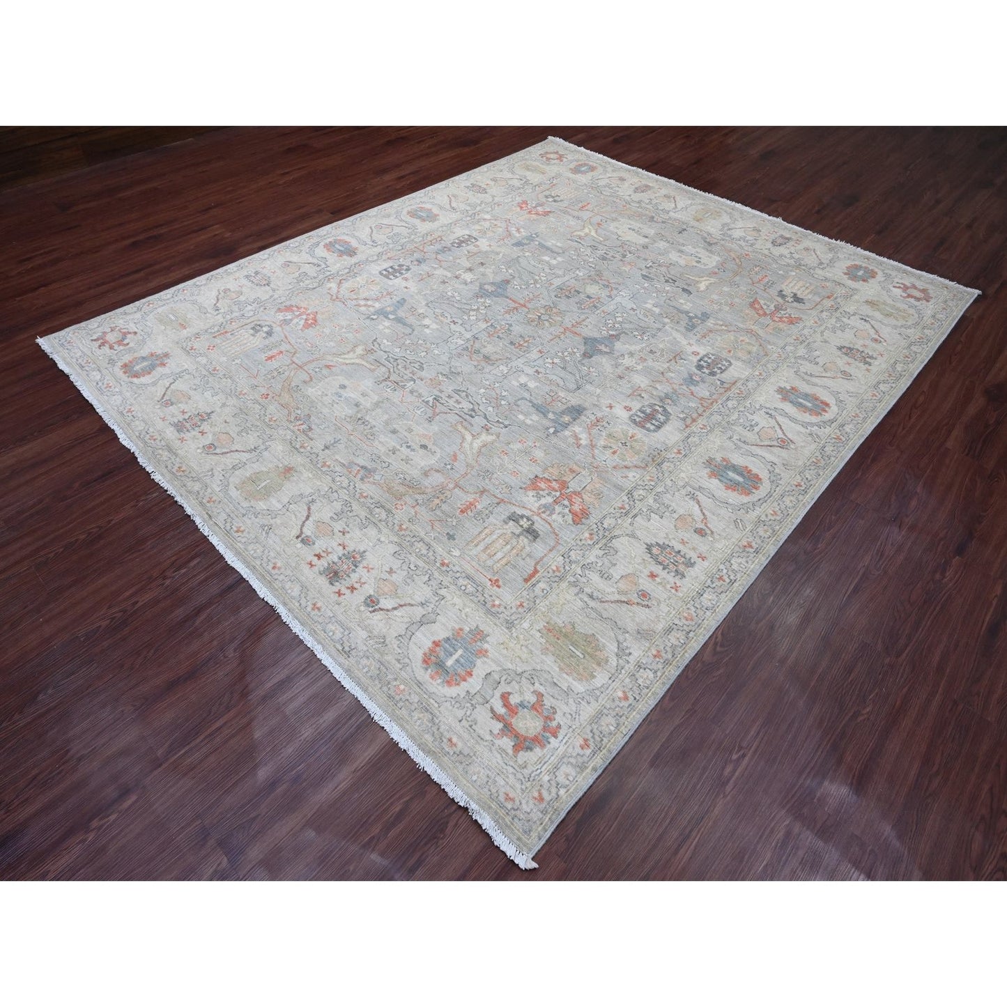 8'1"X9'10" Gray Bijar Garus Design Hand Knotted High Mountain Wool Rug