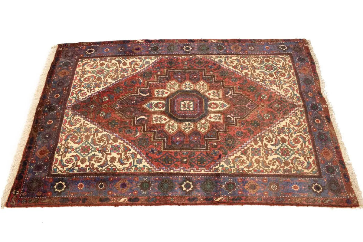 Vintage Handmade Oriental Rug Floral Geometric