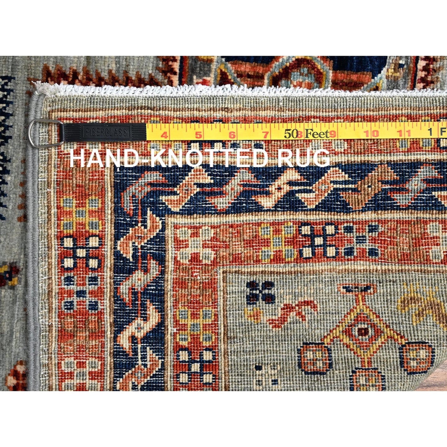 3'X5' Gray Hand Knotted Rug All Wool Armenian Inspired Caucasian Design