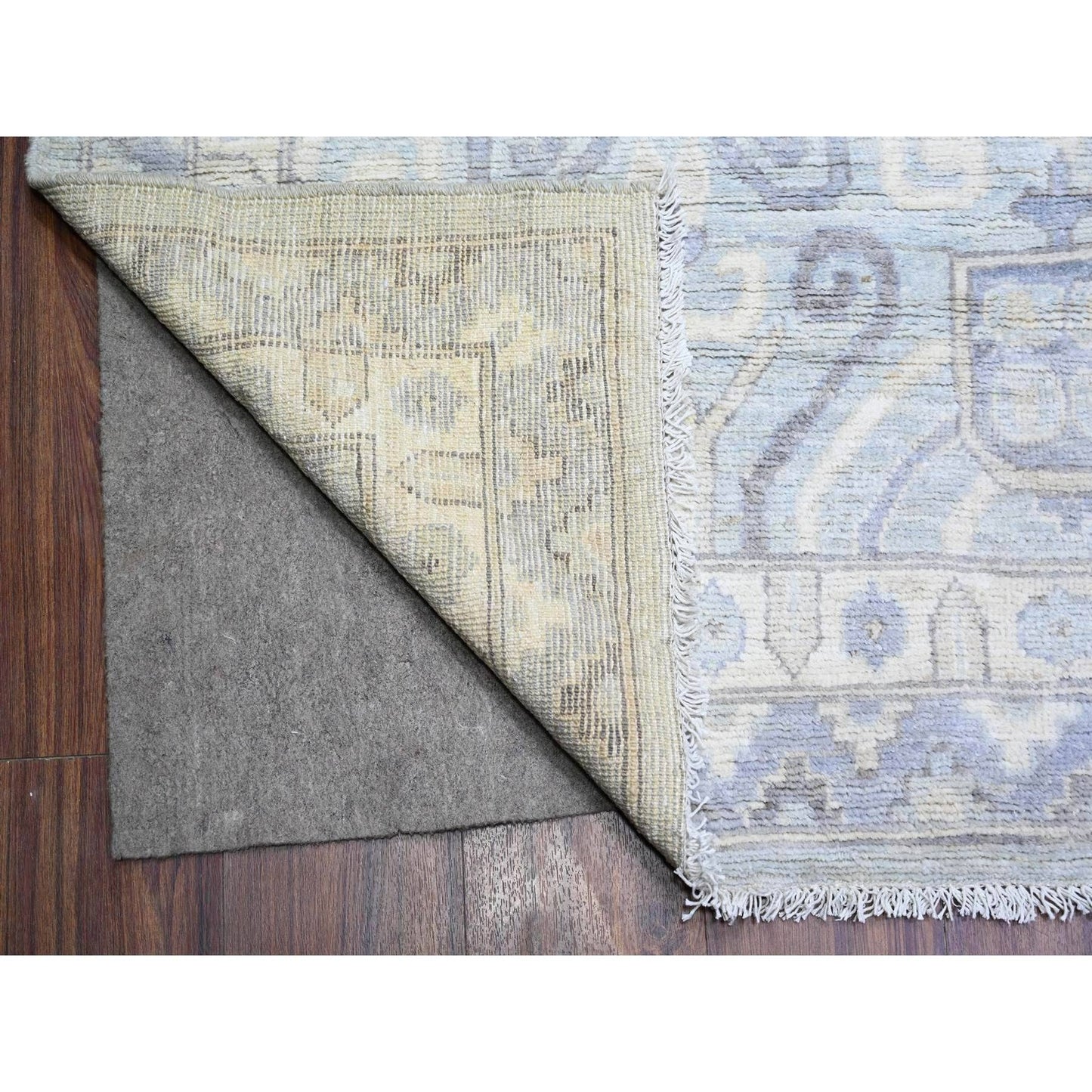 11'10"X16'3" Gray Wool Hand Knotted White Wash Peshawar Oversized Rug
