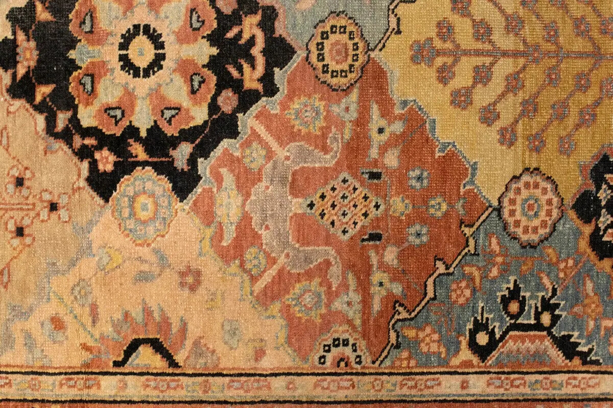 Distressed Ziegler Tribal Floral Rug Hand-Knotted
