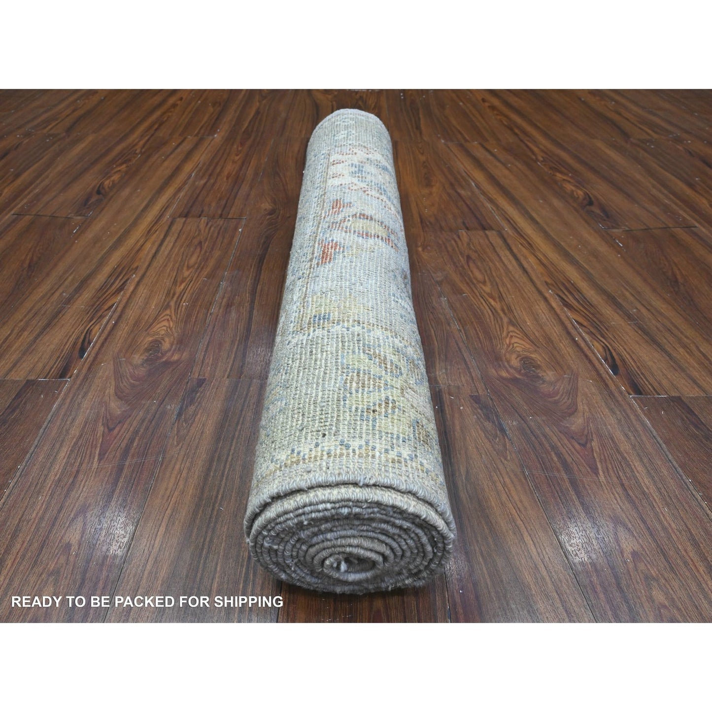 2'9"X12'6" Spanish Gray Angora Oushak Natural Dyes Runner Oriental Rug