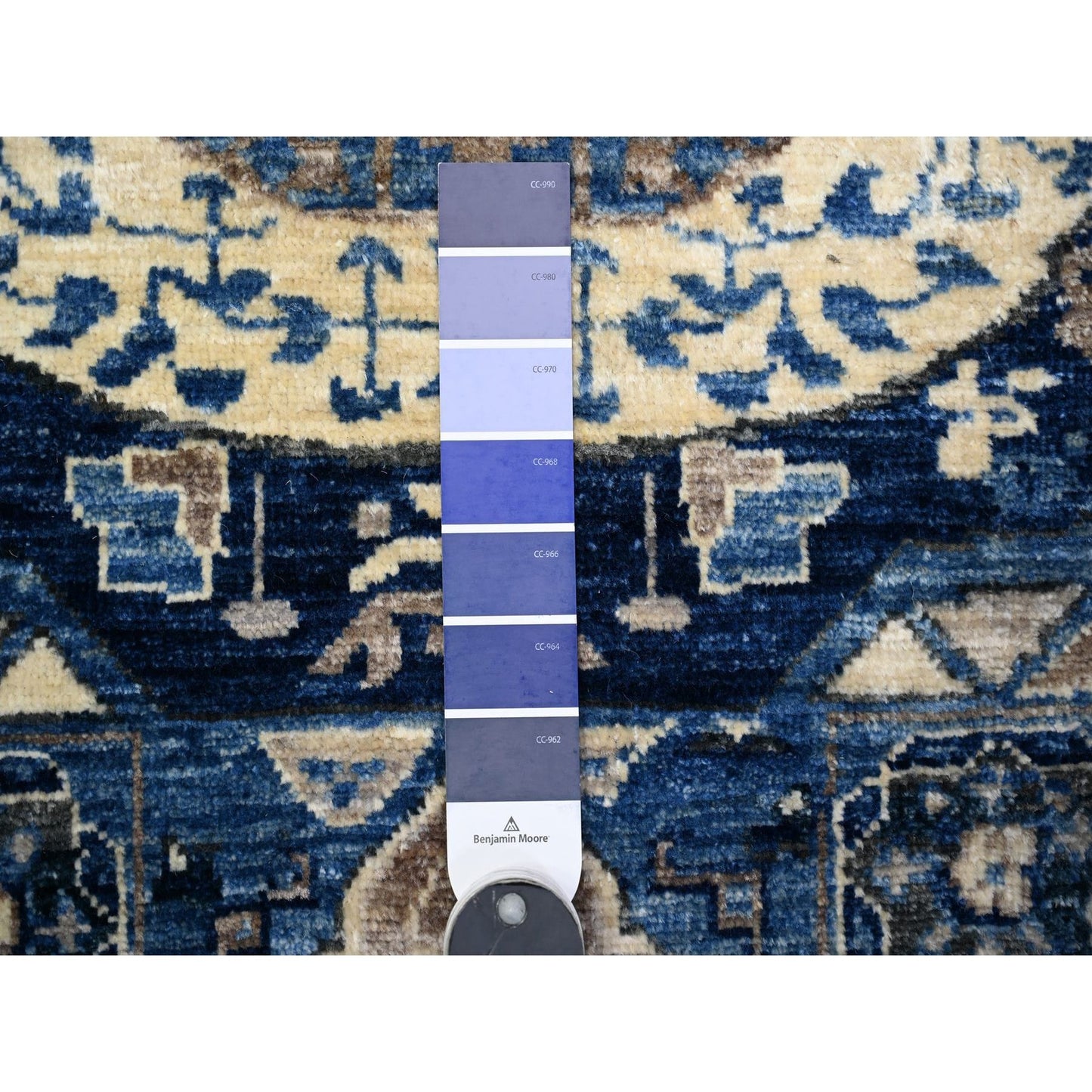 2'6"X6'8" Blue Fine Aryana Soft Wool Hand Knotted Oriental Rug