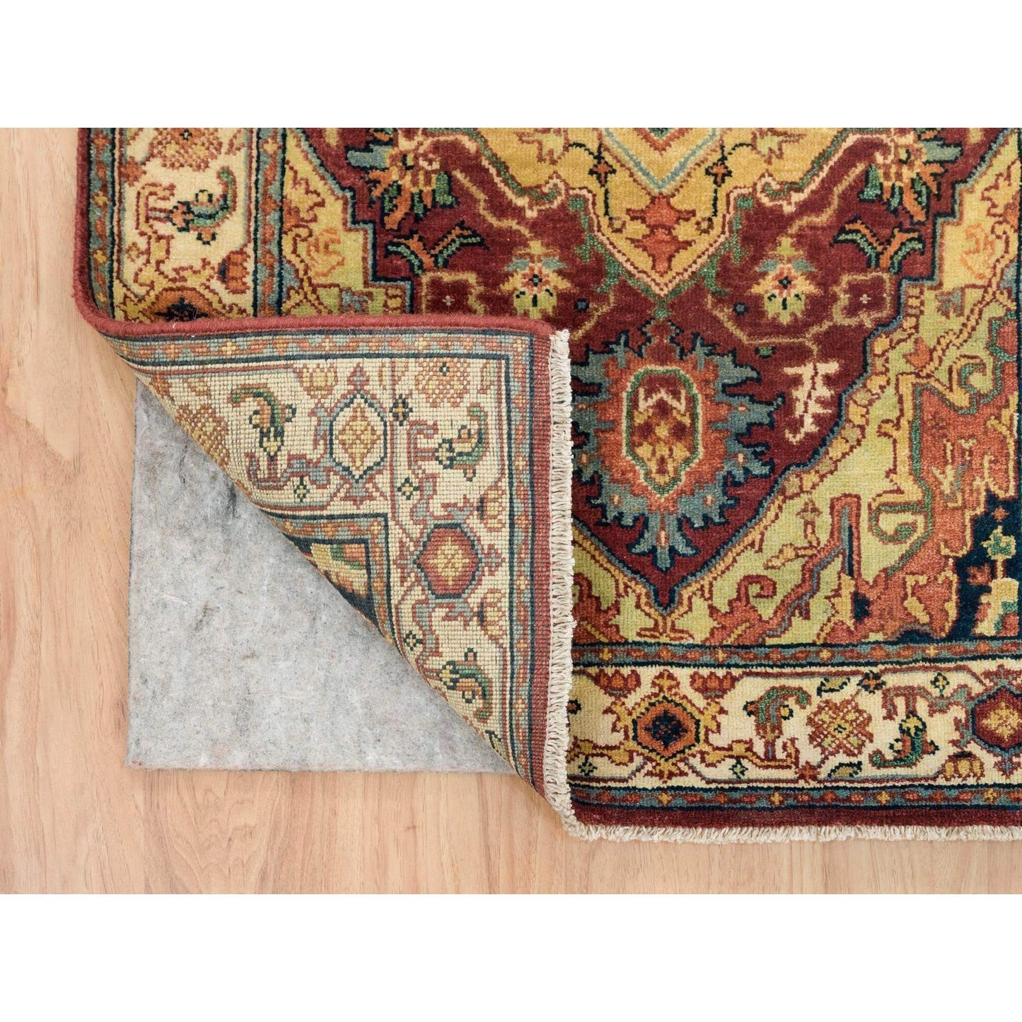 2'7"X22' Red Hand Knotted Heris Re-Creation Soft Wool Xl Runner Rug