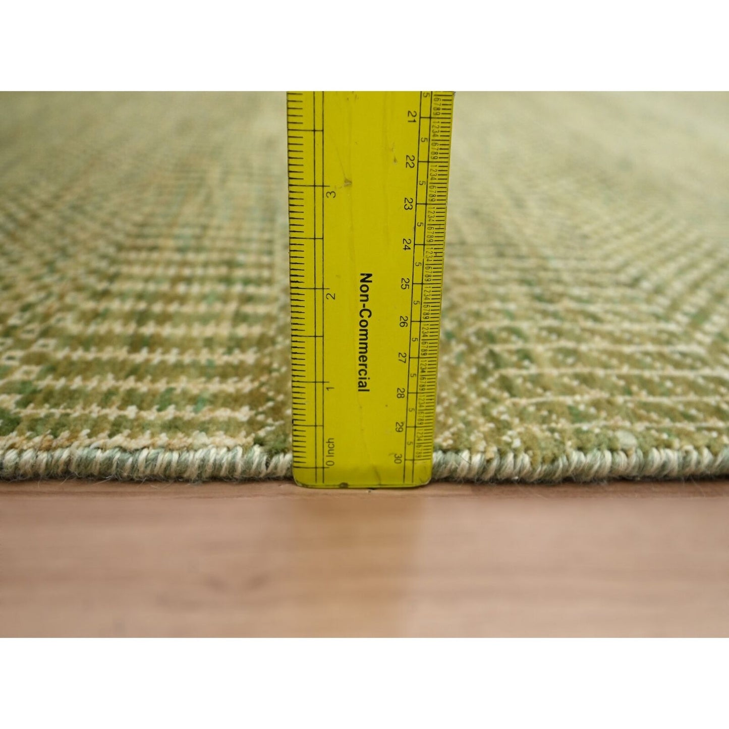 3'10"X8' Brown Hand Knotted Modern Grass Design Wool And Silk Runner Rug