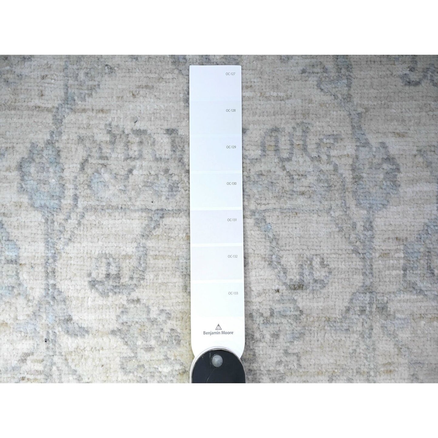 2'5"X11'8" White Natural Wool White Wash Peshawar Hand Knotted Runner Rug