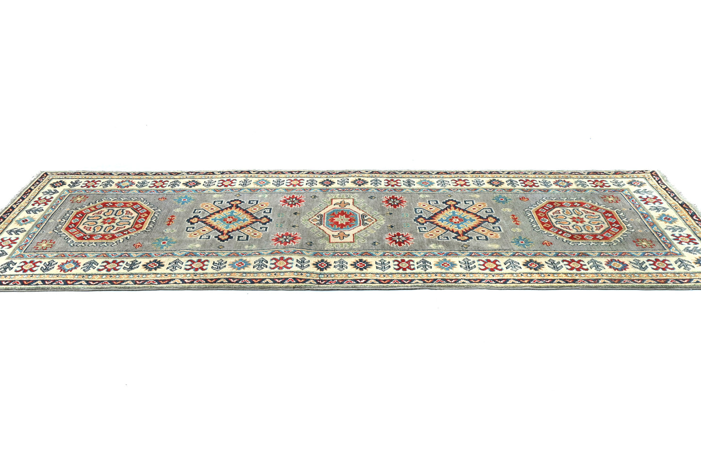 Geometric Tribal Kazak Runner Rug Oriental